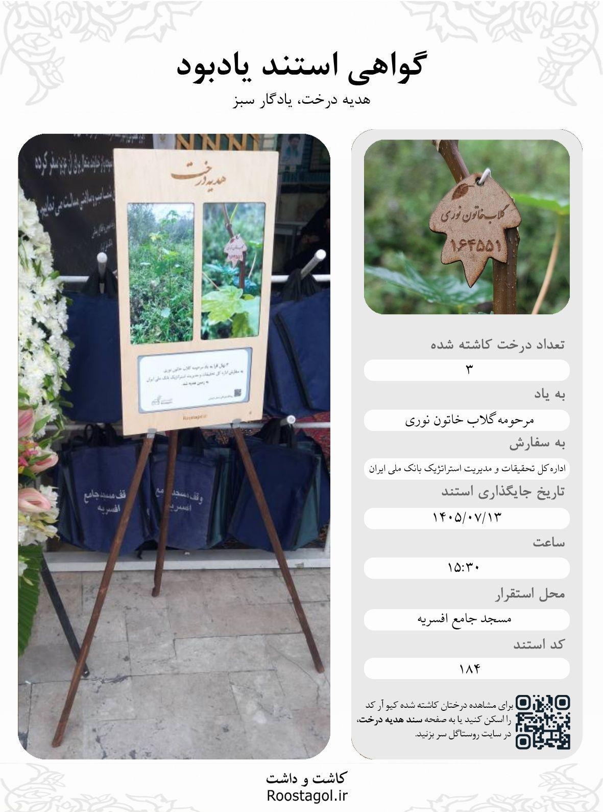 مرحومه گلاب‌خاتون نوری